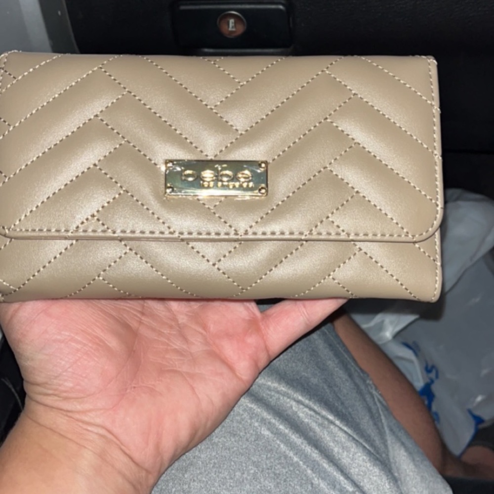 BRAND NEW! Bebe Leather Wallet. Trifold with Zippers.